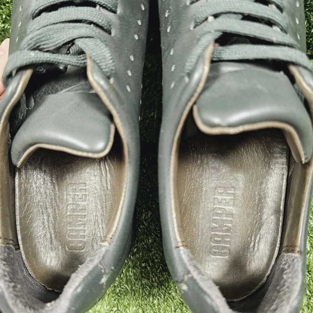 Camper Pelotas Dark Green Leather Casual Comfort Sneakers Womens US 7.5 8‎ EU 38